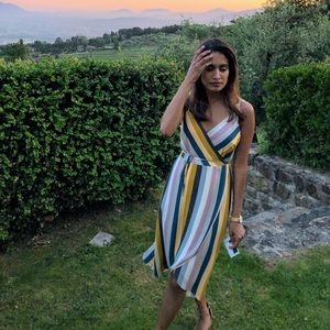 Leith striped wrap dress size S